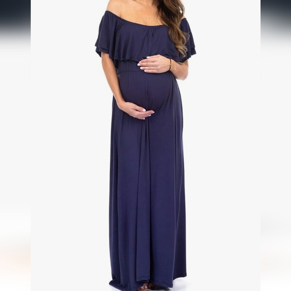 *Bee uniq off shoulder maternity dress. Sz large - Picture 1 of 5